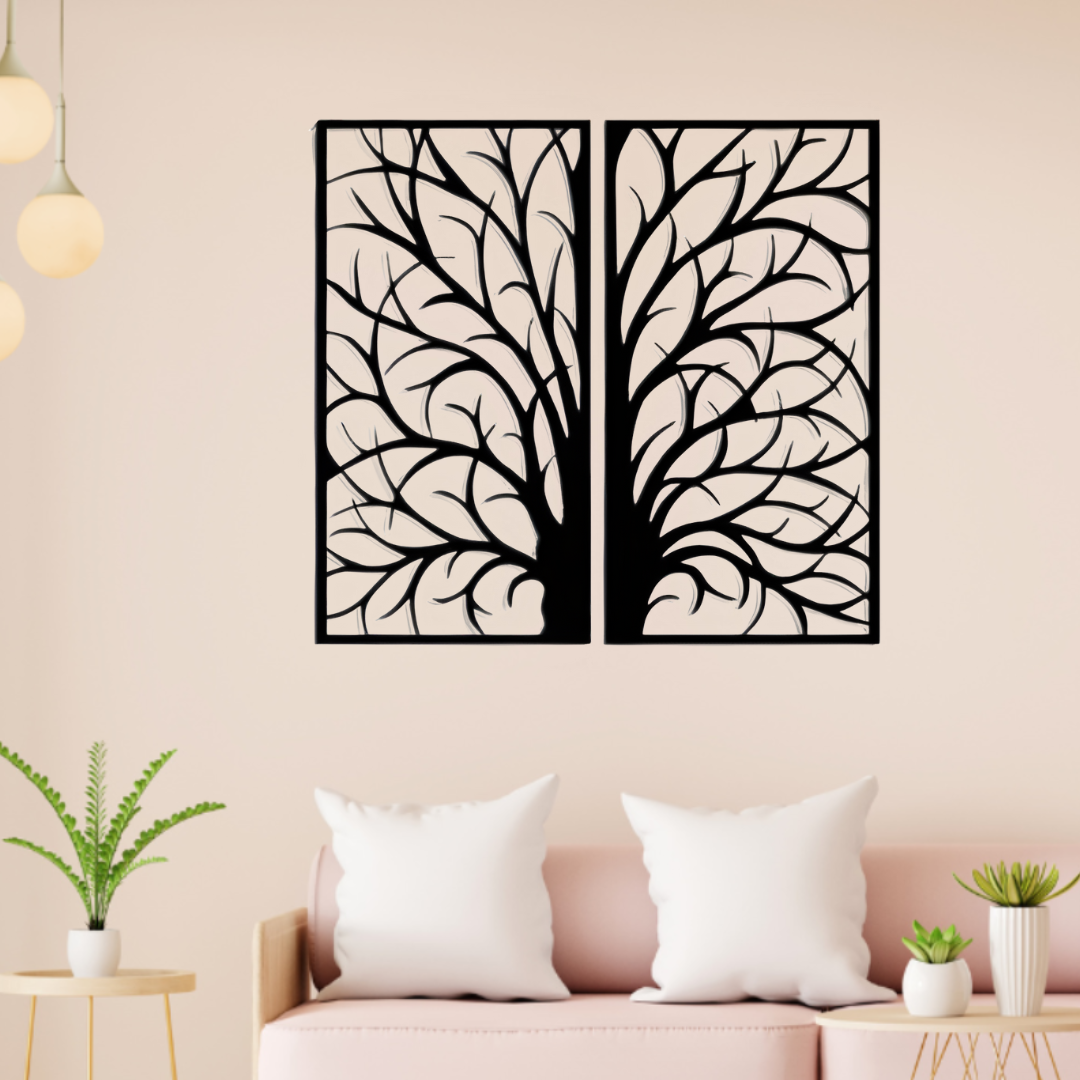 Buy Laser Cut Tree of Life 2 Panels Wooden Tree Wall Art Tree Sign | Decor We 